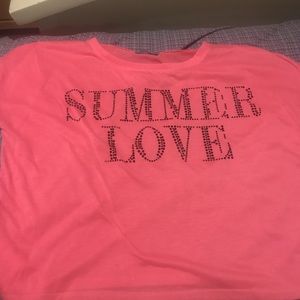 Neon pink summer lose short sleeve crop top